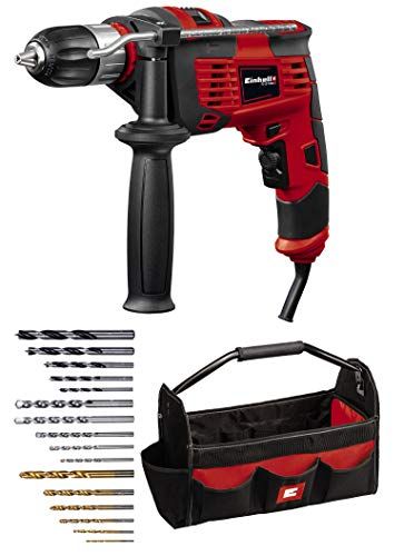 Einhell TC-ID 1000 E Kit: Perceuse à percussion (1010 W, 240 V) avec jeu de forets et sac de transport inclus