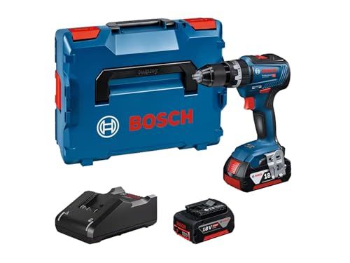 Bosch Professional GSB 18V-55 - Perceuse-visseuse à percussion sans-fil (couple 55 Nm, 2 batteries de 4,0 Ah, chargeur GAL 18V-40, dans L-BOXX 136)